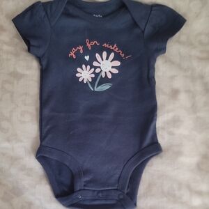 Carter's Dark Blue Bodysuit with Pink Floral Design